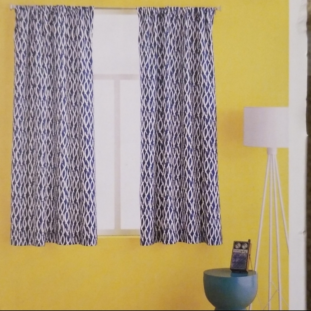 Navy and white blackout curtains 62x40